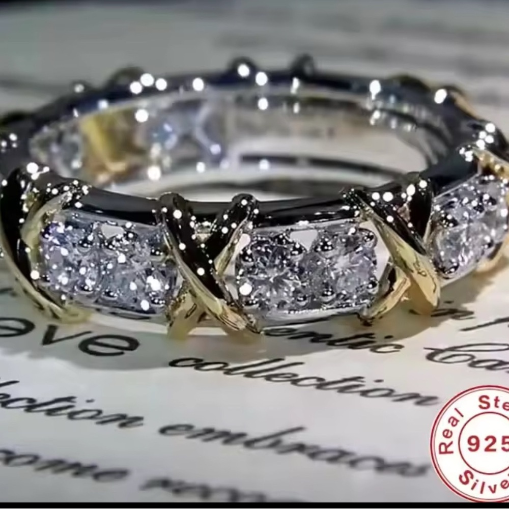 Collection B Gold and Silver Crystal Ring all jewelry are new